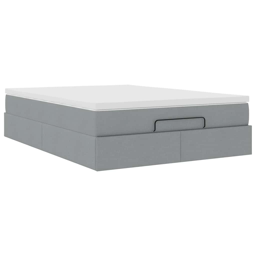 Ottoman bed met matras 140x190cm stof lichtgrijs is nu te koop bij PeponiXL, paradijselijk wonen!