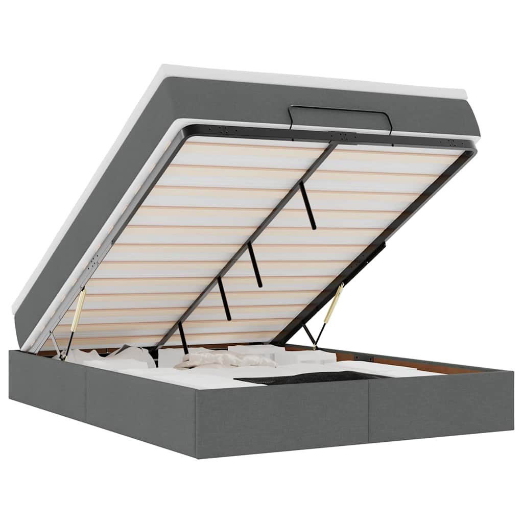 Ottoman bed met matras 140x190cm stof donkergrijs is nu te koop bij PeponiXL, paradijselijk wonen!