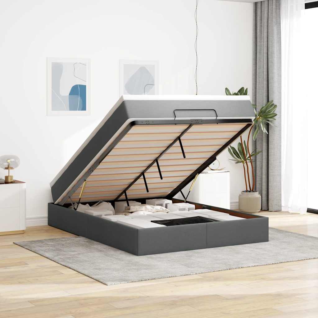 Ottoman bed met matras 140x190cm stof donkergrijs is nu te koop bij PeponiXL, paradijselijk wonen!