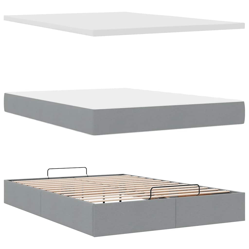 Ottoman bed met matras 140x200cm stof lichtgrijs is nu te koop bij PeponiXL, paradijselijk wonen!