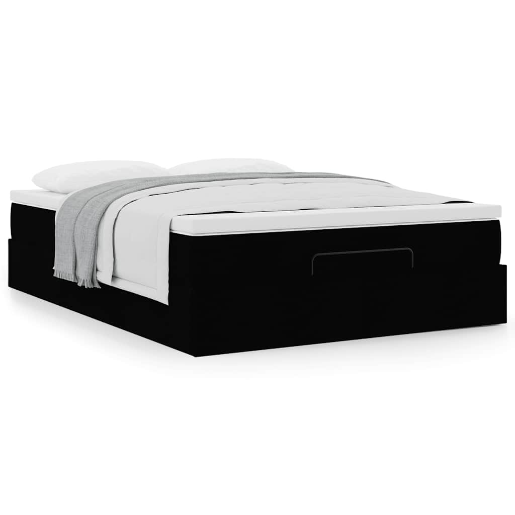 Ottoman bed met matras 140x200cm stof zwart is nu te koop bij PeponiXL, paradijselijk wonen!