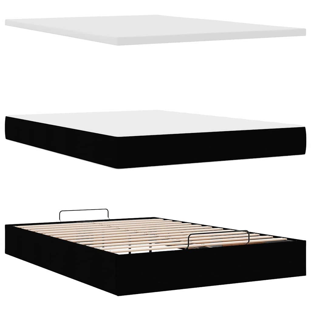 Ottoman bed met matras 140x200cm stof zwart is nu te koop bij PeponiXL, paradijselijk wonen!