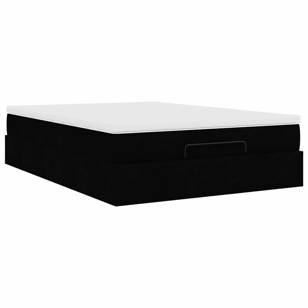 Ottoman bed met matras 140x200cm stof zwart is nu te koop bij PeponiXL, paradijselijk wonen!
