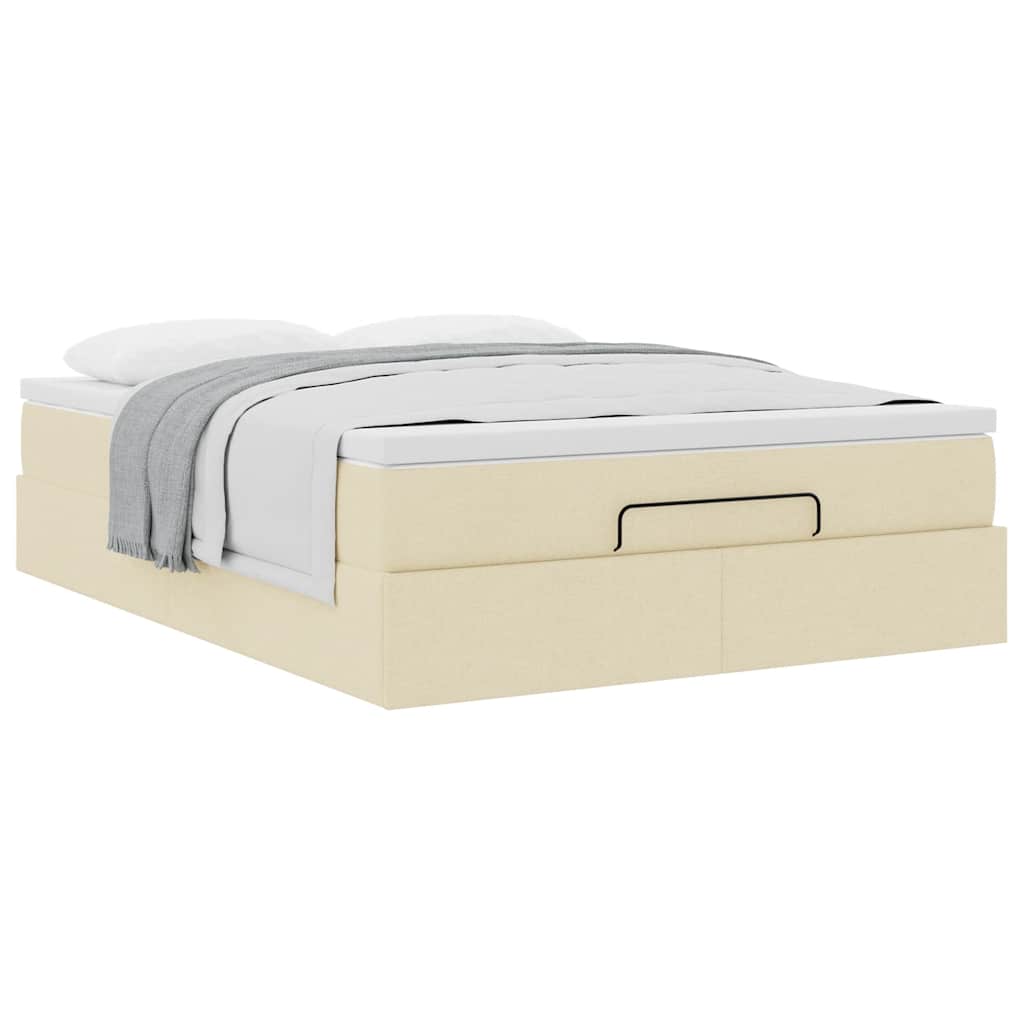 Ottoman bed met matras 140x200cm stof crèmekleurig is nu te koop bij PeponiXL, paradijselijk wonen!