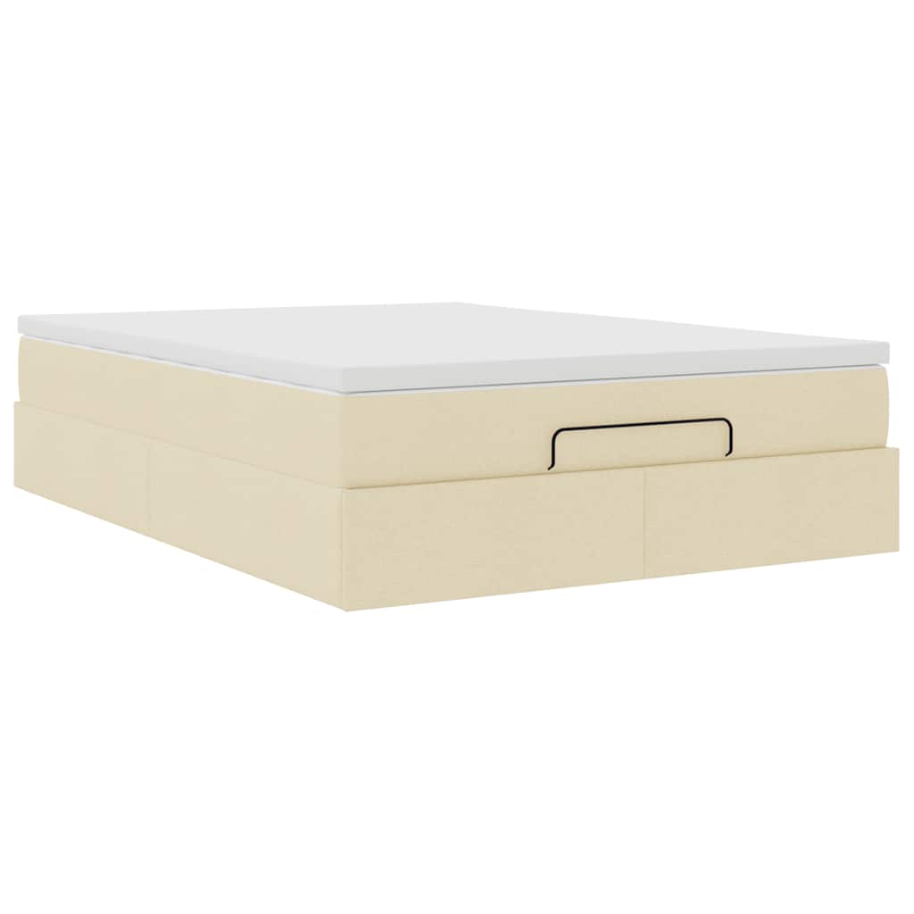 Ottoman bed met matras 140x200cm stof crèmekleurig is nu te koop bij PeponiXL, paradijselijk wonen!