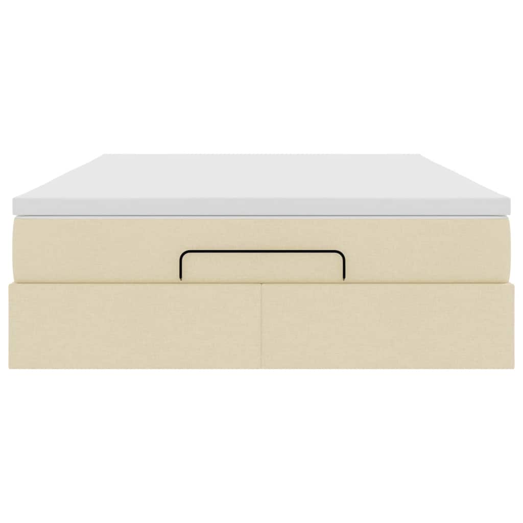 Ottoman bed met matras 140x200cm stof crèmekleurig is nu te koop bij PeponiXL, paradijselijk wonen!