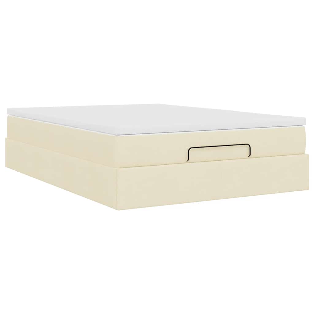 Ottoman bed met matras 140x200cm stof crèmekleurig is nu te koop bij PeponiXL, paradijselijk wonen!