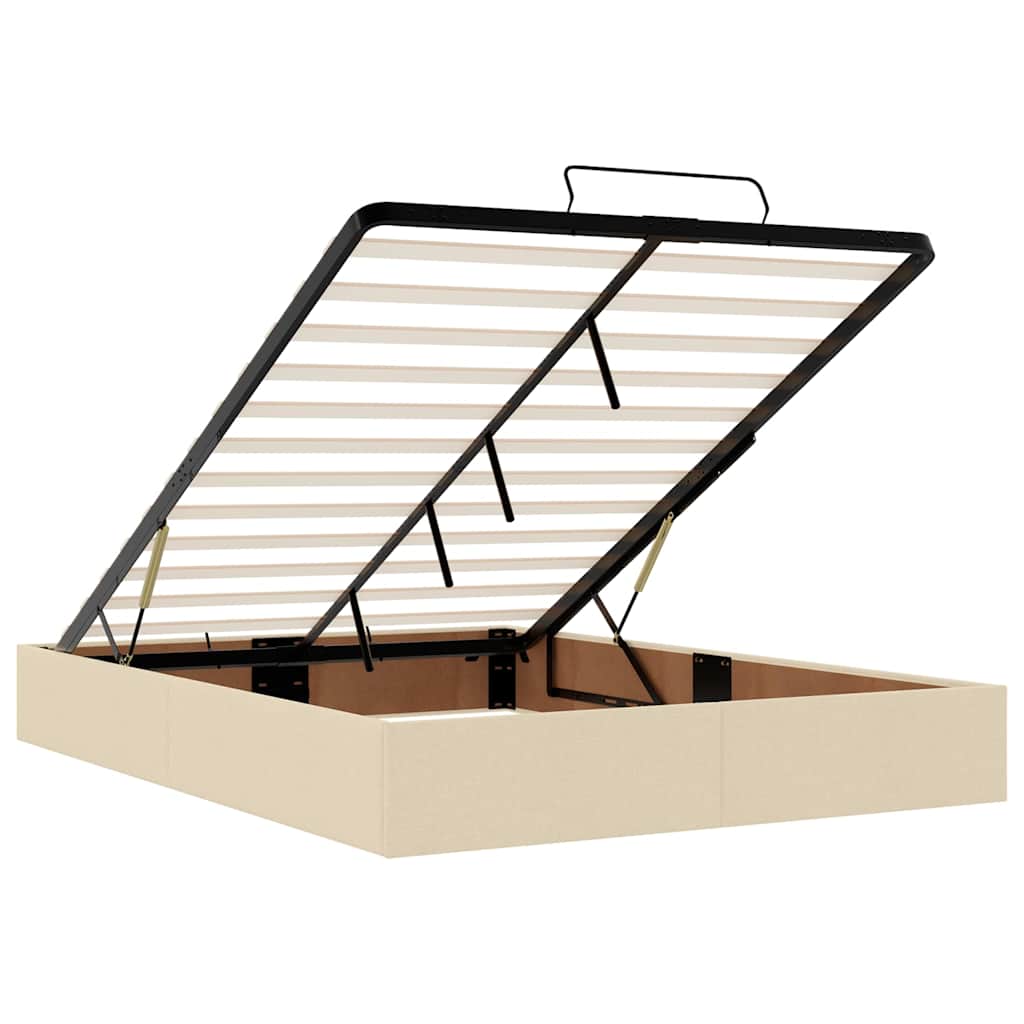 Ottoman bed met matras 140x200cm stof crèmekleurig is nu te koop bij PeponiXL, paradijselijk wonen!