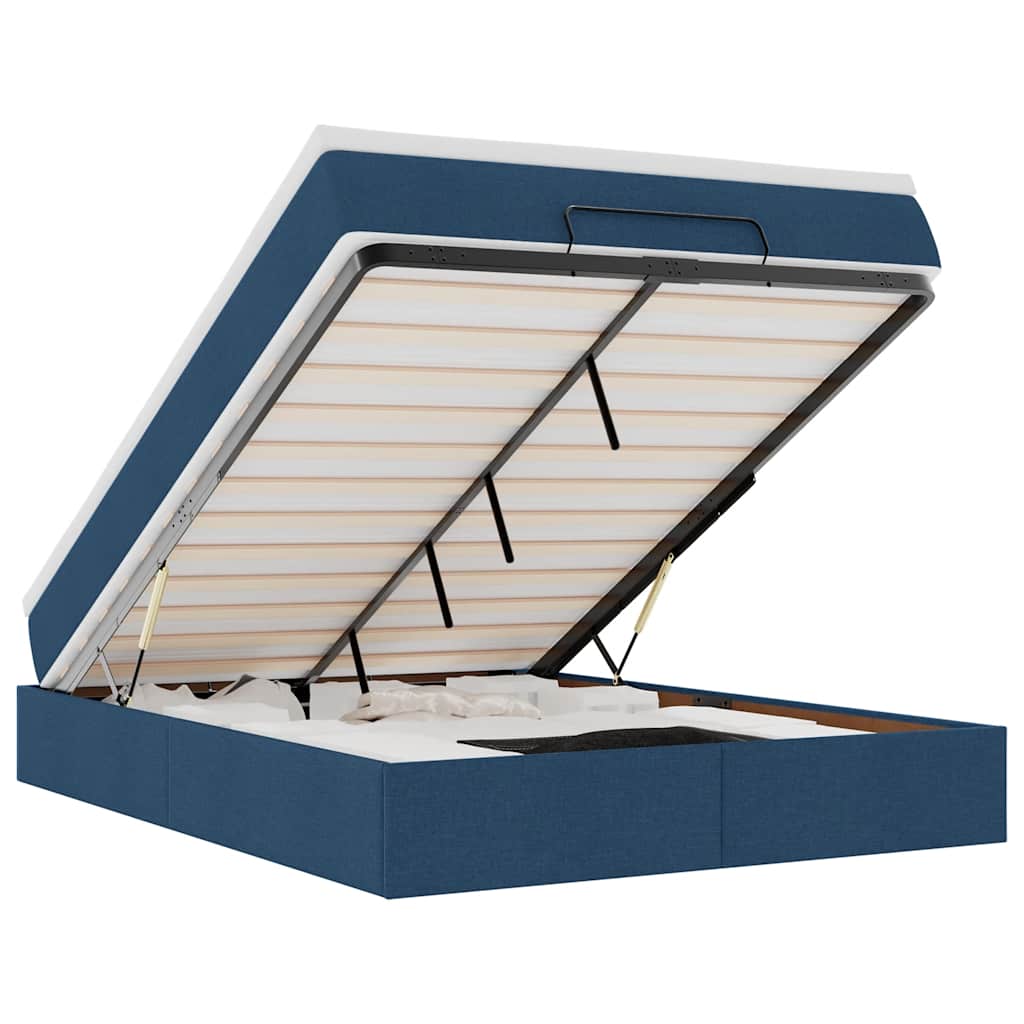 Ottoman bed met matras 140x200cm stof blauw is nu te koop bij PeponiXL, paradijselijk wonen!