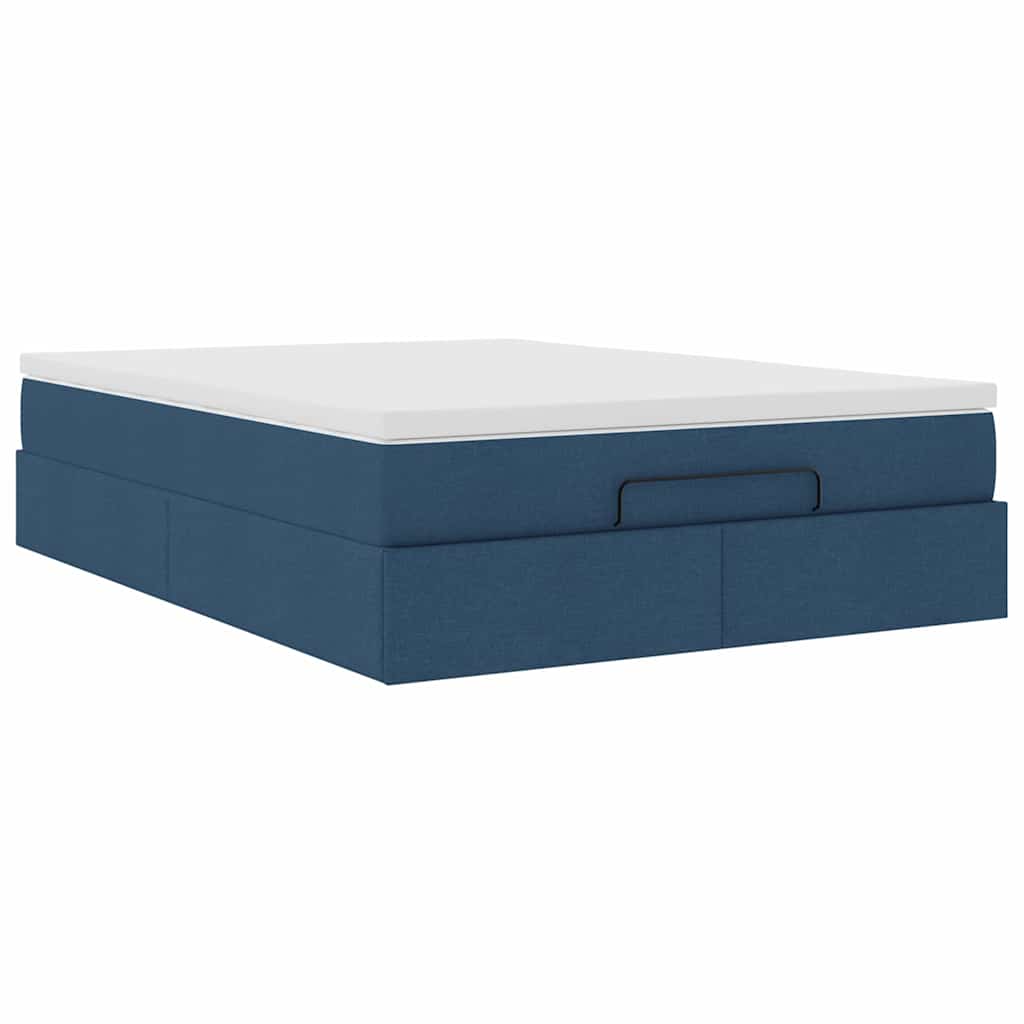 Ottoman bed met matras 140x200cm stof blauw is nu te koop bij PeponiXL, paradijselijk wonen!