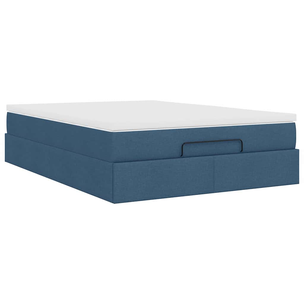 Ottoman bed met matras 140x200cm stof blauw is nu te koop bij PeponiXL, paradijselijk wonen!