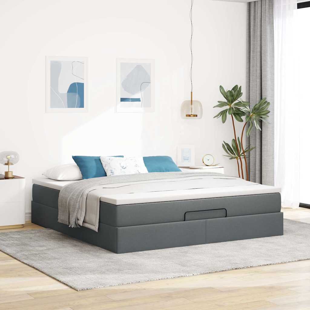 Ottoman bed met matras 160x200cm stof donkergrijs is nu te koop bij PeponiXL, paradijselijk wonen!