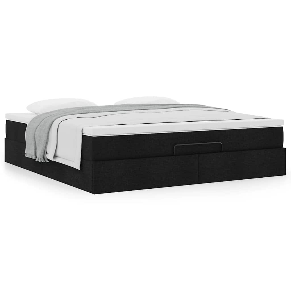 Ottoman bed met matras 160x200cm stof zwart is nu te koop bij PeponiXL, paradijselijk wonen!