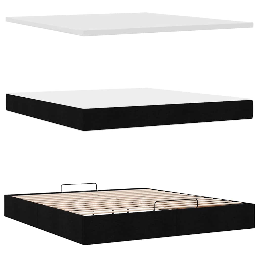 Ottoman bed met matras 160x200cm stof zwart is nu te koop bij PeponiXL, paradijselijk wonen!