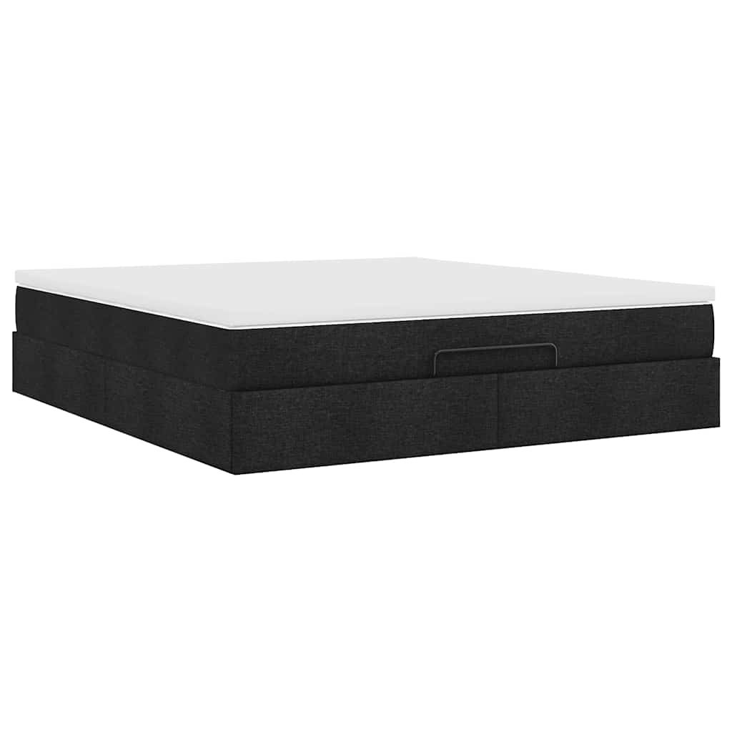 Ottoman bed met matras 160x200cm stof zwart is nu te koop bij PeponiXL, paradijselijk wonen!