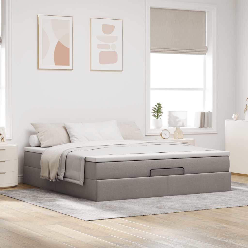 Ottoman bed met matras 160x200cm stof taupe is nu te koop bij PeponiXL, paradijselijk wonen!