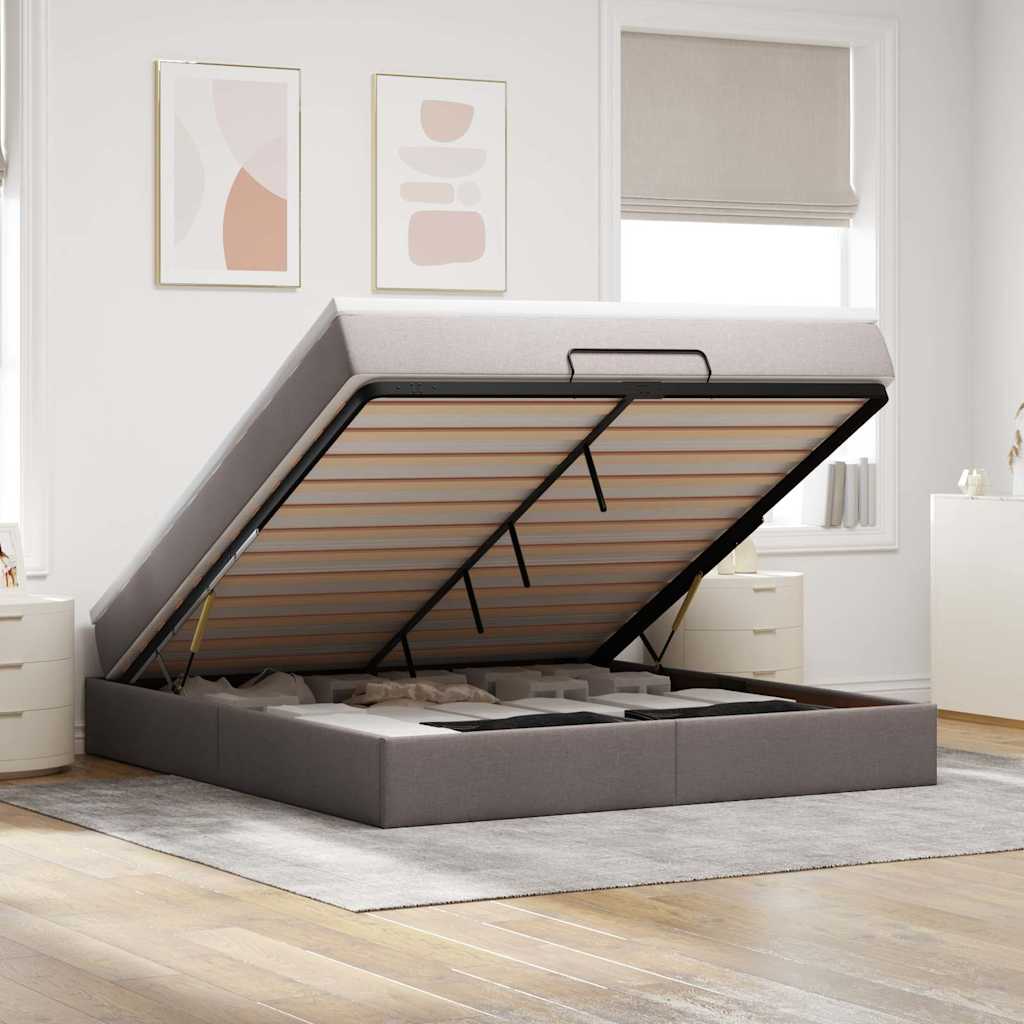 Ottoman bed met matras 160x200cm stof taupe is nu te koop bij PeponiXL, paradijselijk wonen!