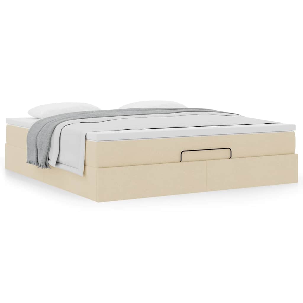 Ottoman bed met matras 160x200cm stof crèmekleurig is nu te koop bij PeponiXL, paradijselijk wonen!