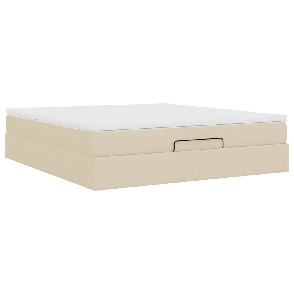Ottoman bed met matras 160x200cm stof crèmekleurig is nu te koop bij PeponiXL, paradijselijk wonen!