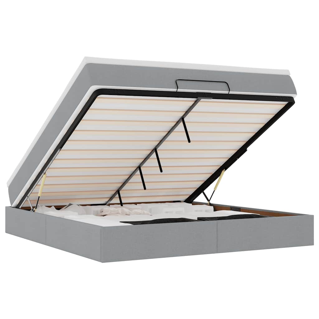 Ottoman bed met matras 180x200cm stof lichtgrijs is nu te koop bij PeponiXL, paradijselijk wonen!