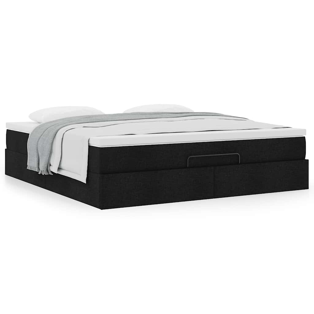 Ottoman bed met matras 180x200cm stof zwart is nu te koop bij PeponiXL, paradijselijk wonen!