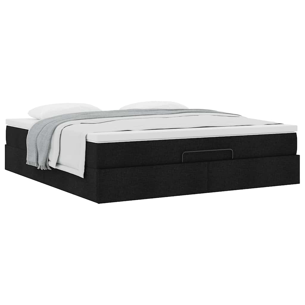 Ottoman bed met matras 180x200cm stof zwart is nu te koop bij PeponiXL, paradijselijk wonen!