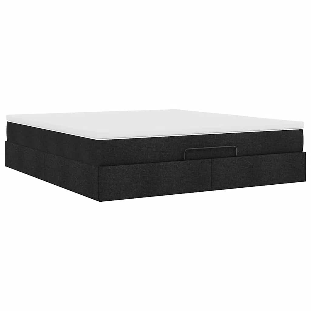 Ottoman bed met matras 180x200cm stof zwart is nu te koop bij PeponiXL, paradijselijk wonen!