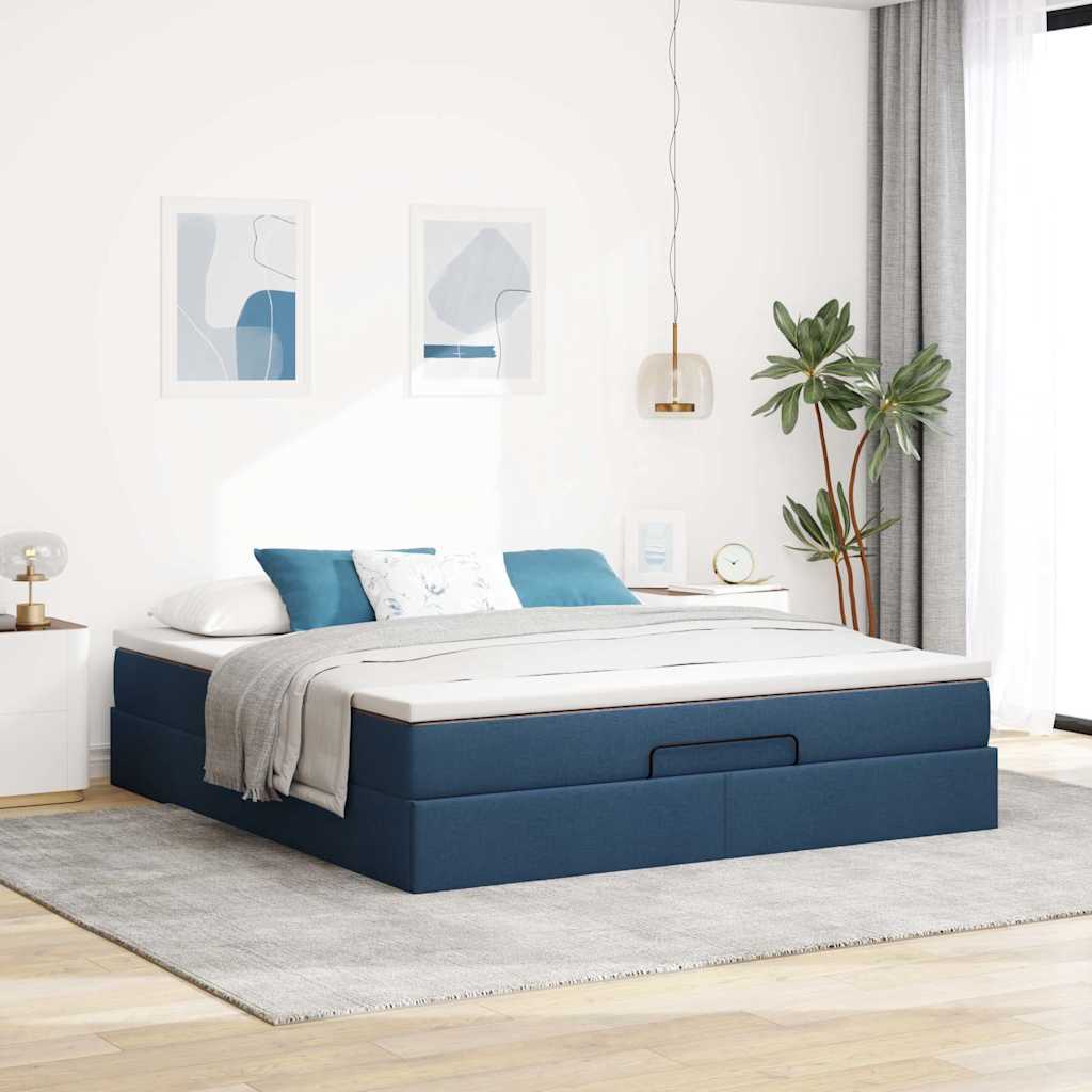 Ottoman bed met matras 180x200cm stof blauw is nu te koop bij PeponiXL, paradijselijk wonen!