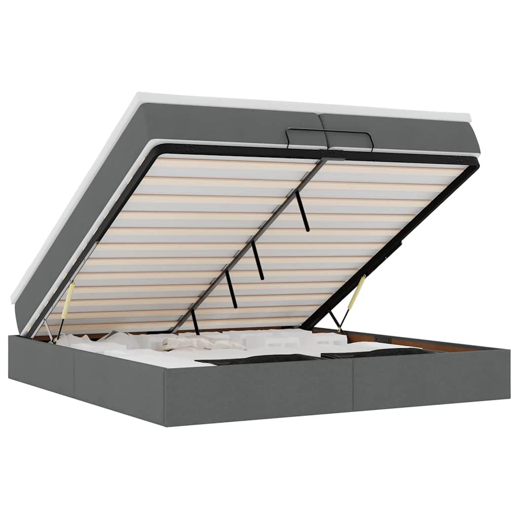 Ottoman bed met matrassen 200x200cm stof donkergrijs is nu te koop bij PeponiXL, paradijselijk wonen!