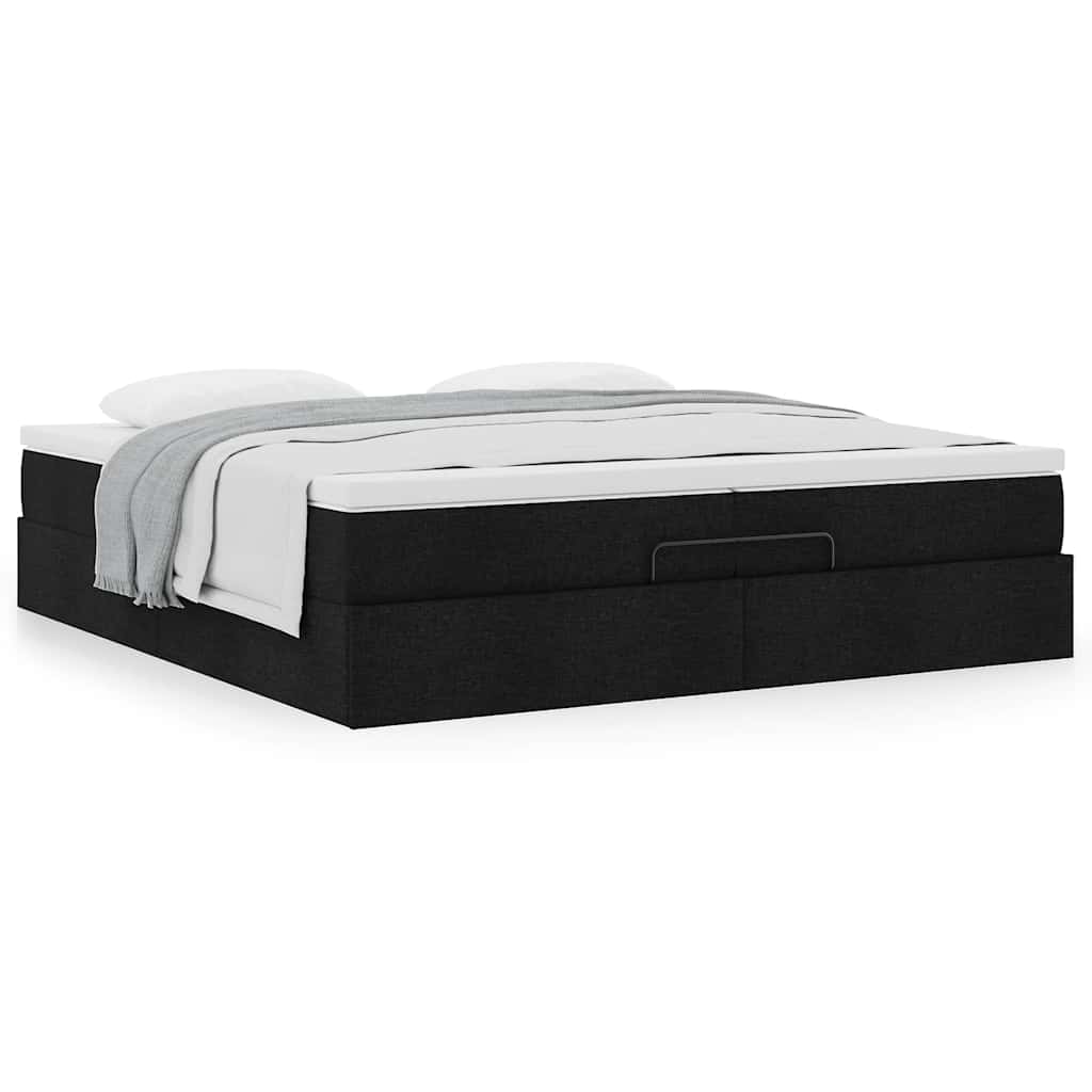 Ottoman bed met matrassen 200x200cm stof zwart