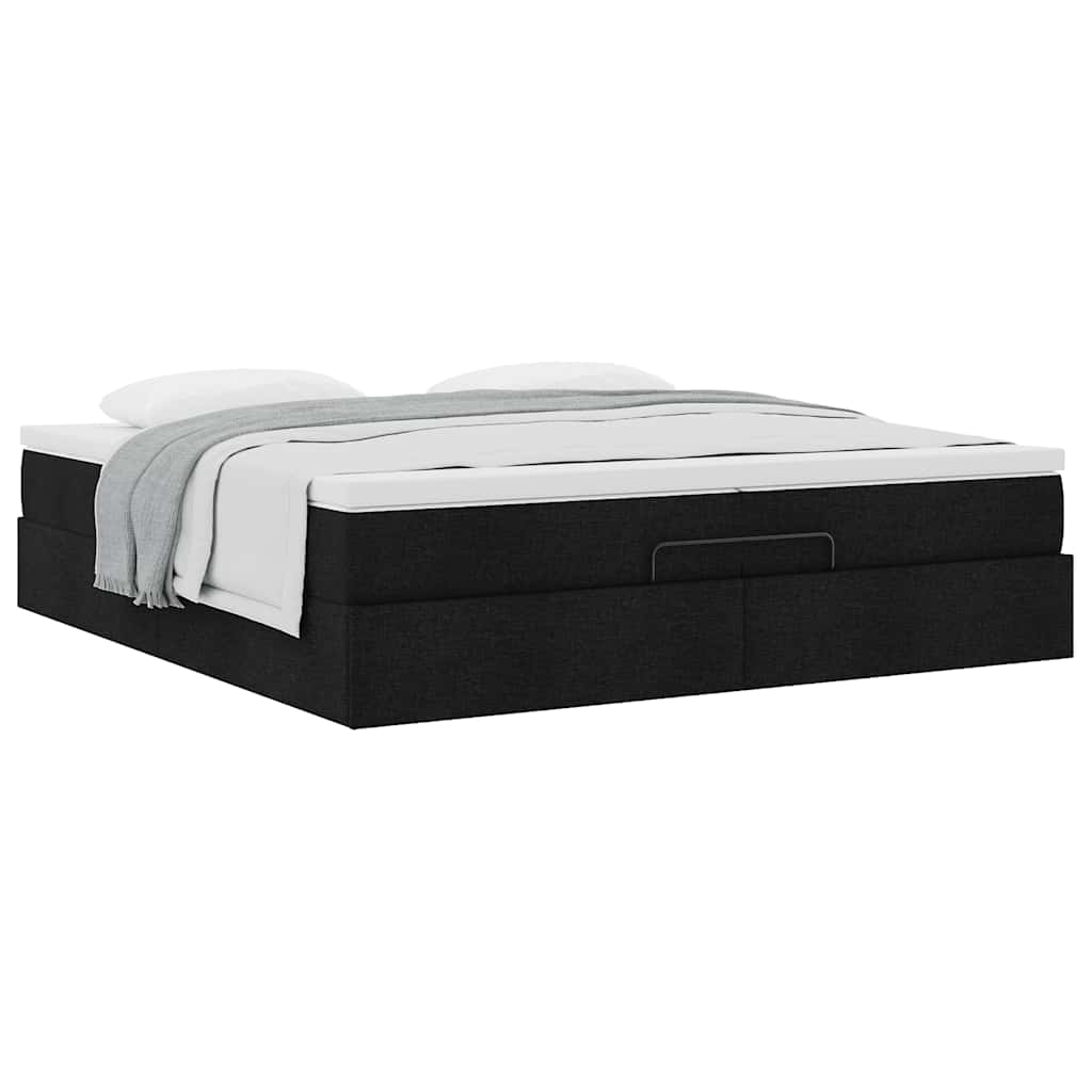 Ottoman bed met matrassen 200x200cm stof zwart