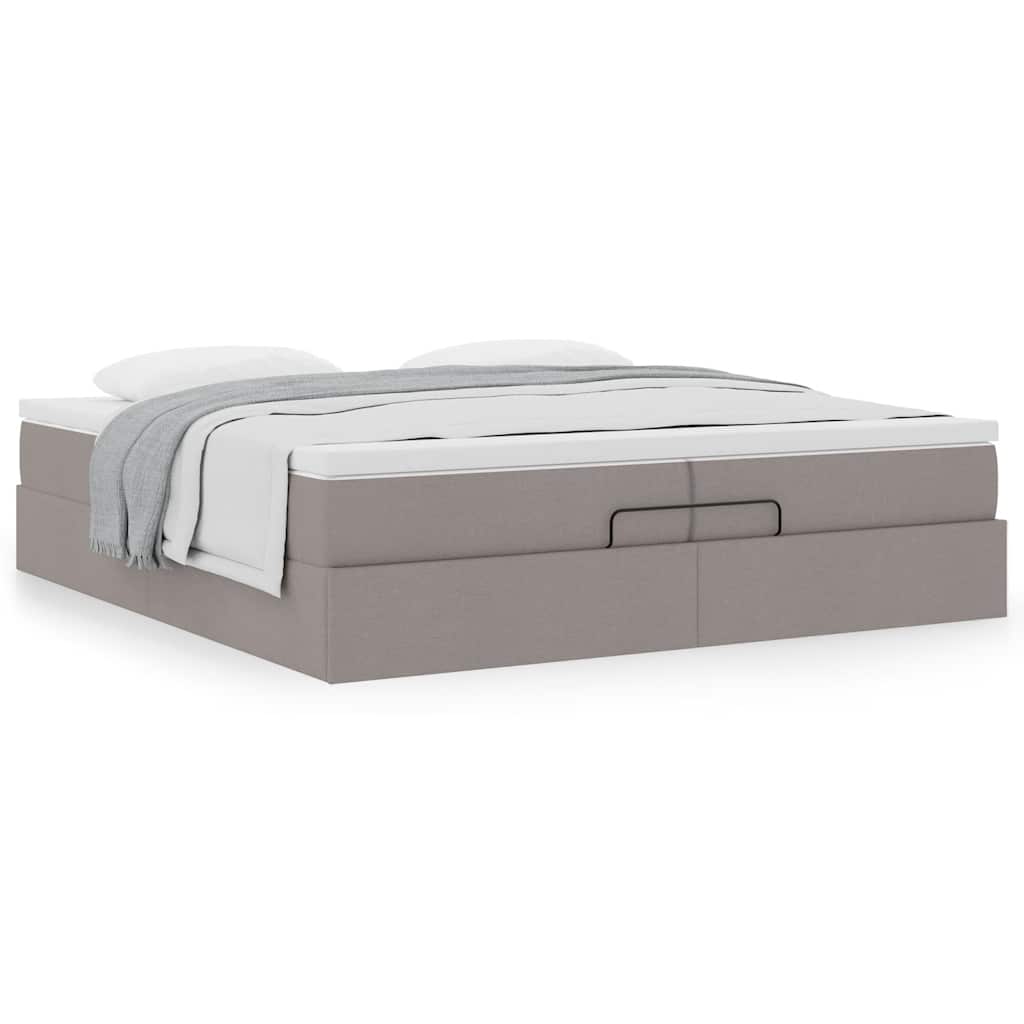Ottoman bed met matrassen 200x200cm stof taupe is nu te koop bij PeponiXL, paradijselijk wonen!