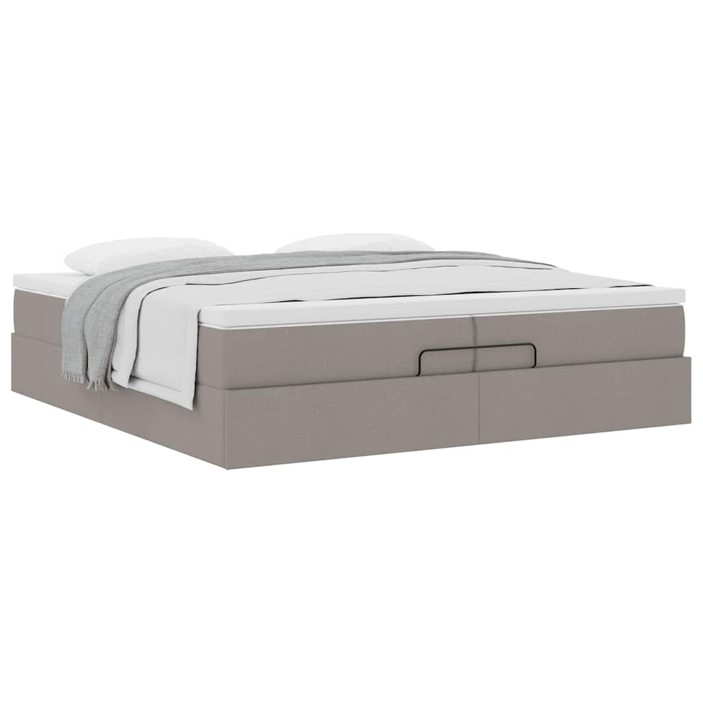 Ottoman bed met matrassen 200x200cm stof taupe is nu te koop bij PeponiXL, paradijselijk wonen!