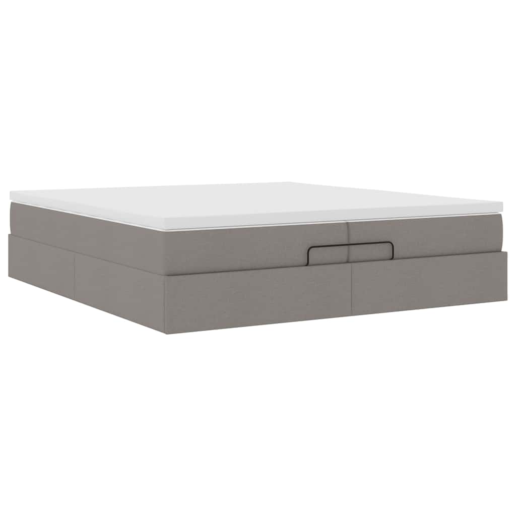 Ottoman bed met matrassen 200x200cm stof taupe is nu te koop bij PeponiXL, paradijselijk wonen!