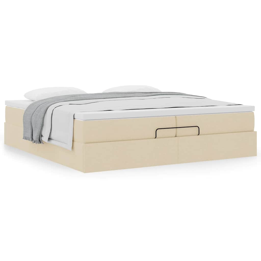 Ottoman bed met matrassen 200x200cm stof crèmekleurig is nu te koop bij PeponiXL, paradijselijk wonen!