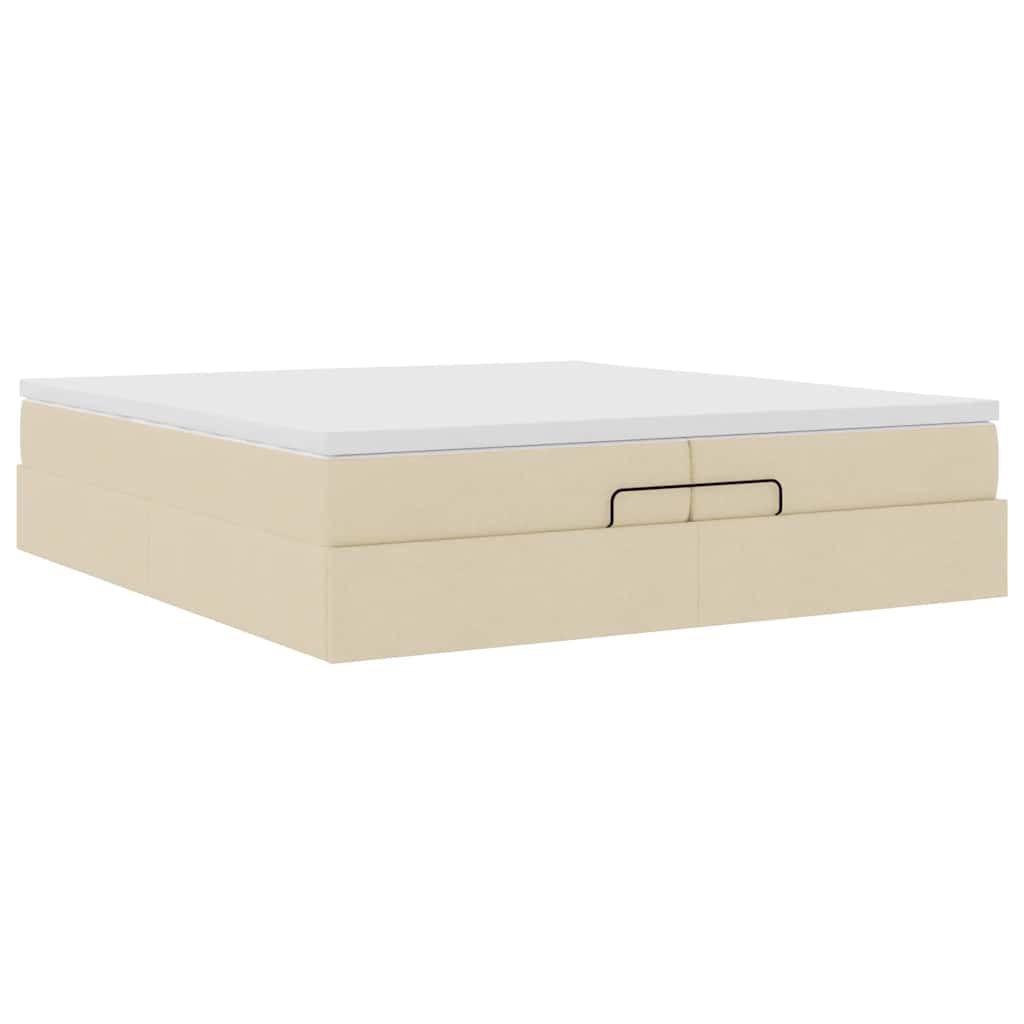 Ottoman bed met matrassen 200x200cm stof crèmekleurig is nu te koop bij PeponiXL, paradijselijk wonen!