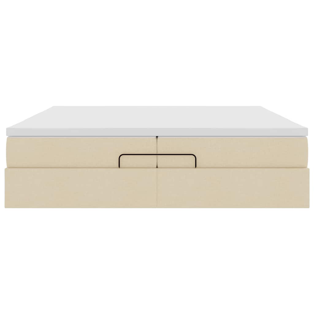 Ottoman bed met matrassen 200x200cm stof crèmekleurig is nu te koop bij PeponiXL, paradijselijk wonen!