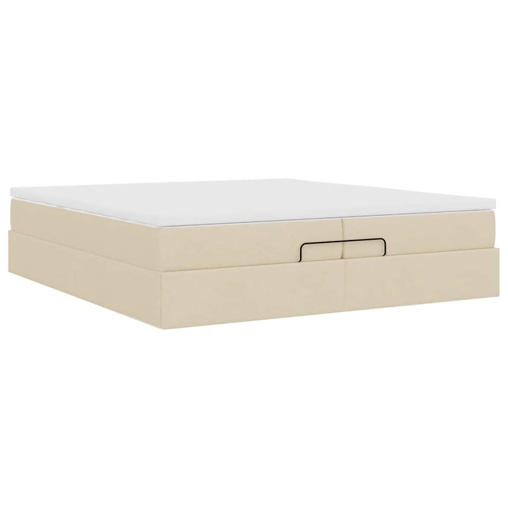 Ottoman bed met matrassen 200x200cm stof crèmekleurig is nu te koop bij PeponiXL, paradijselijk wonen!