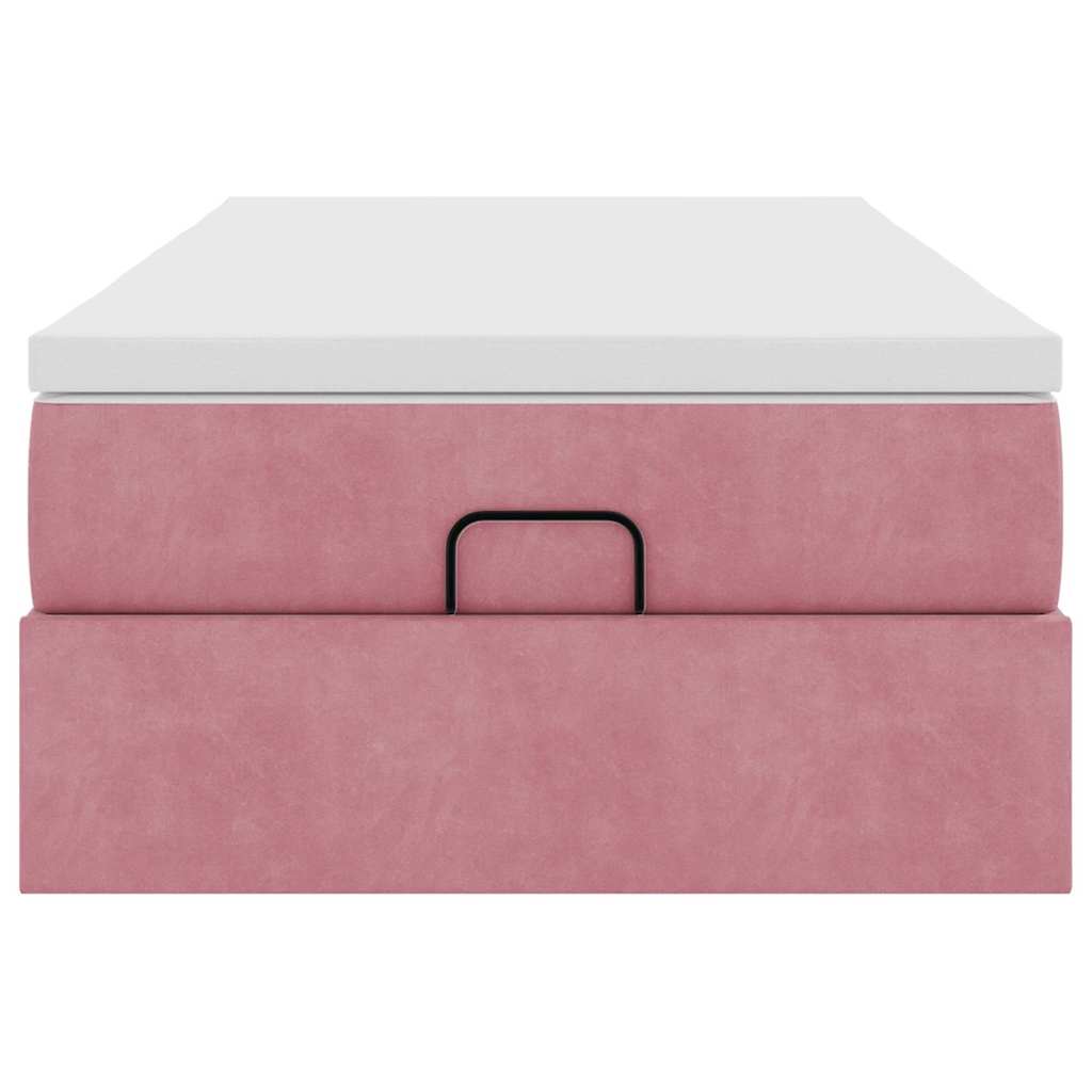 Ottoman bed met matras 80x200cm fluweel roze is nu te koop bij PeponiXL, paradijselijk wonen!