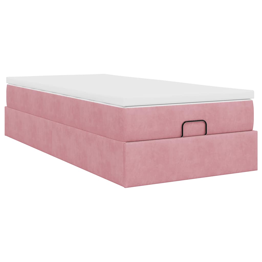 Ottoman bed met matras 80x200cm fluweel roze is nu te koop bij PeponiXL, paradijselijk wonen!