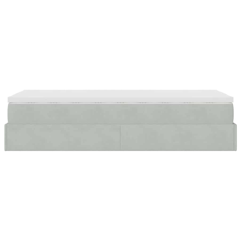 Ottoman bed met matras 90x190cm fluweel lichtgrijs is nu te koop bij PeponiXL, paradijselijk wonen!