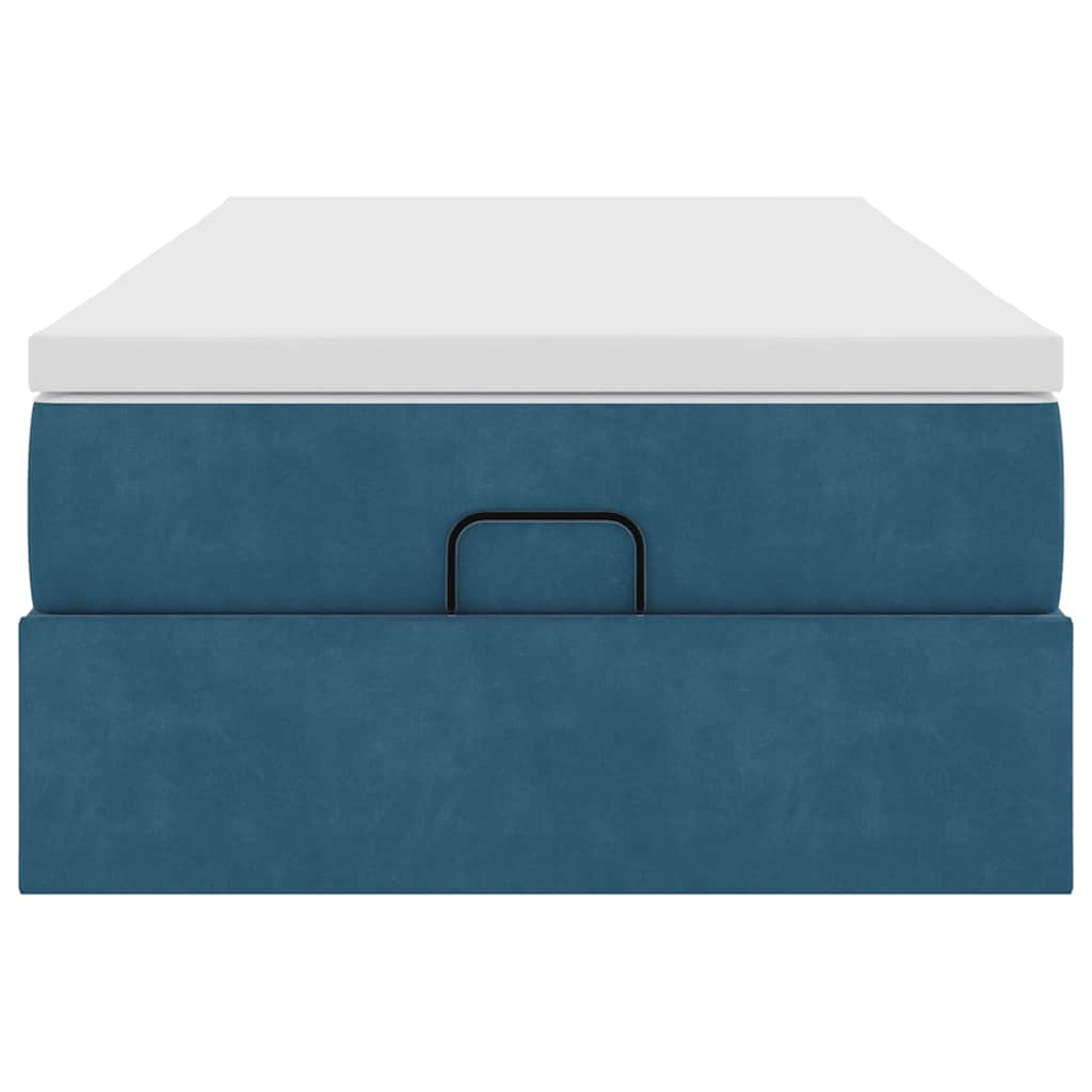 Ottoman bed met matras 90x190cm fluweel donkerblauw is nu te koop bij PeponiXL, paradijselijk wonen!