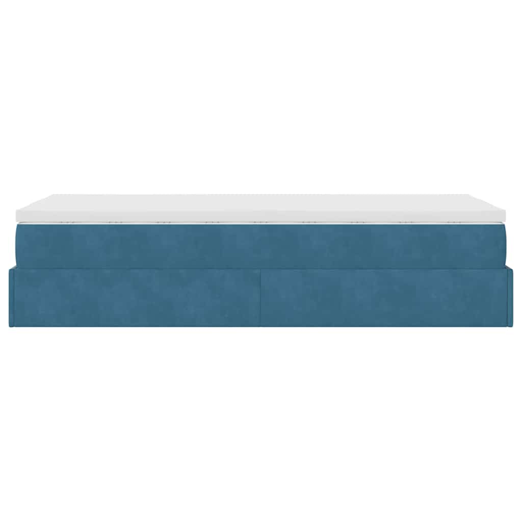 Ottoman bed met matras 90x190cm fluweel donkerblauw is nu te koop bij PeponiXL, paradijselijk wonen!