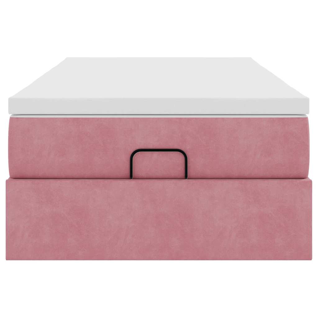 Ottoman bed met matras 90x190cm fluweel roze