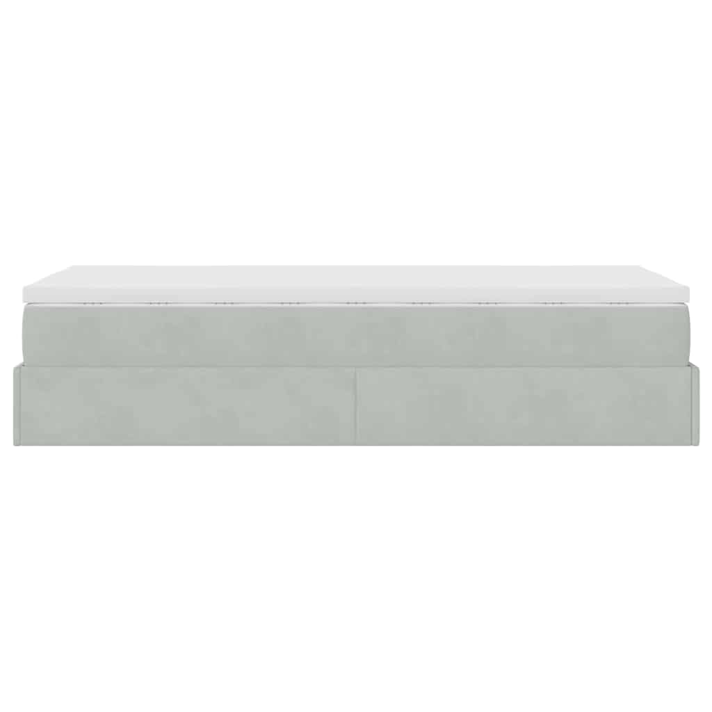 Ottoman bed met matras 90x200cm fluweel lichtgrijs is nu te koop bij PeponiXL, paradijselijk wonen!