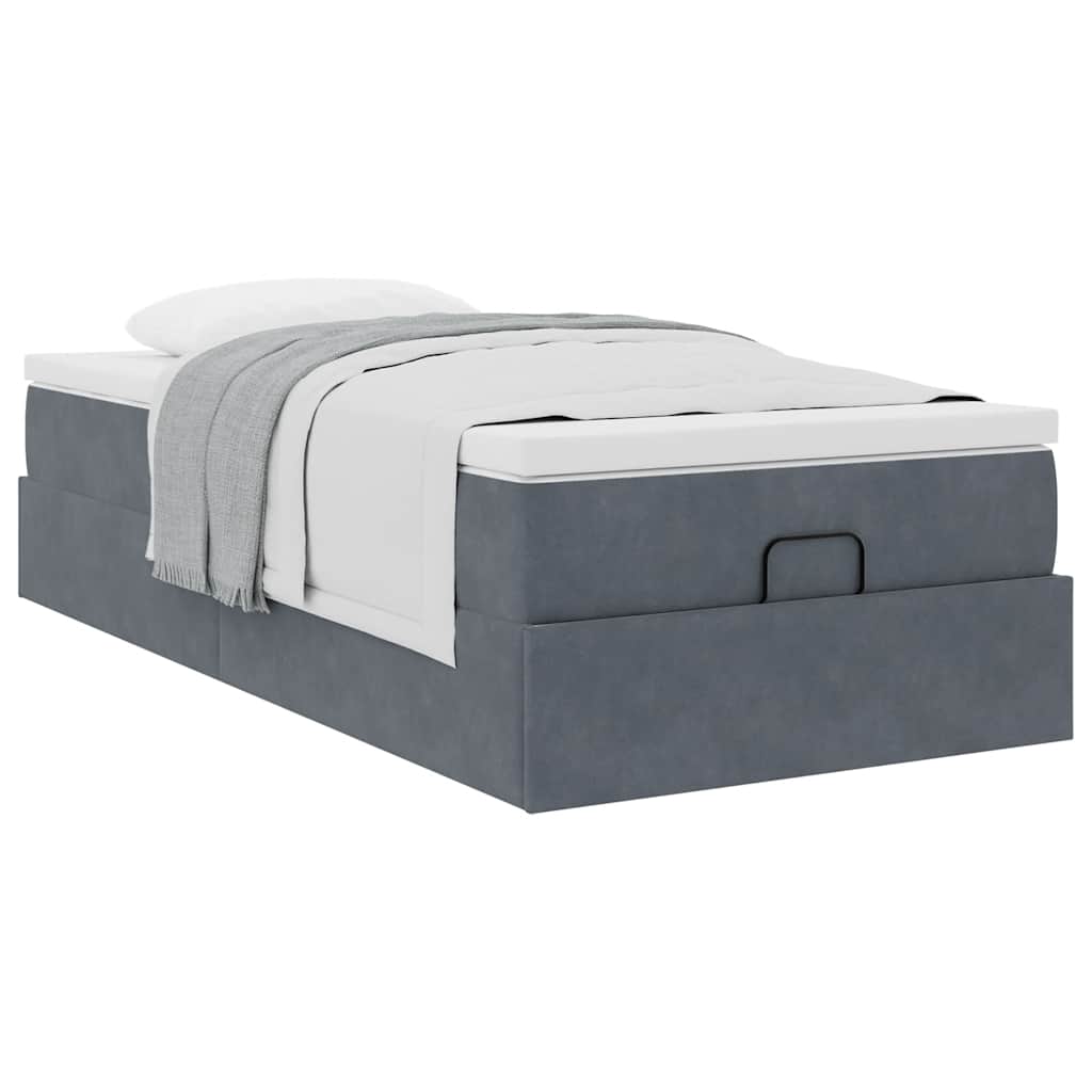 Ottoman bed met matras 90x200cm fluweel donkergrijs is nu te koop bij PeponiXL, paradijselijk wonen!