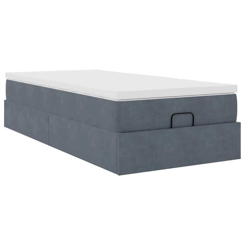 Ottoman bed met matras 90x200cm fluweel donkergrijs is nu te koop bij PeponiXL, paradijselijk wonen!
