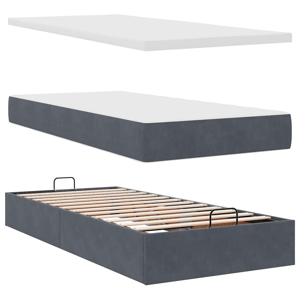 Ottoman bed met matras 90x200cm fluweel donkergrijs is nu te koop bij PeponiXL, paradijselijk wonen!