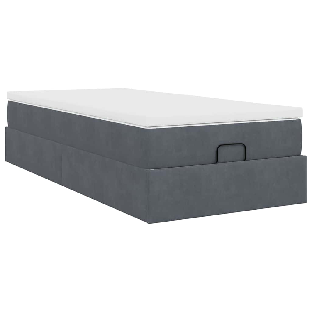 Ottoman bed met matras 90x200cm fluweel donkergrijs is nu te koop bij PeponiXL, paradijselijk wonen!