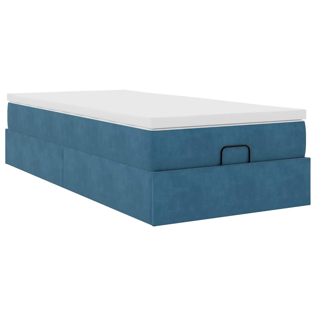 Ottoman bed met matras 90x200cm fluweel donkerblauw is nu te koop bij PeponiXL, paradijselijk wonen!